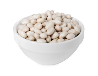 Photo of Dried beans in bowl isolated on white