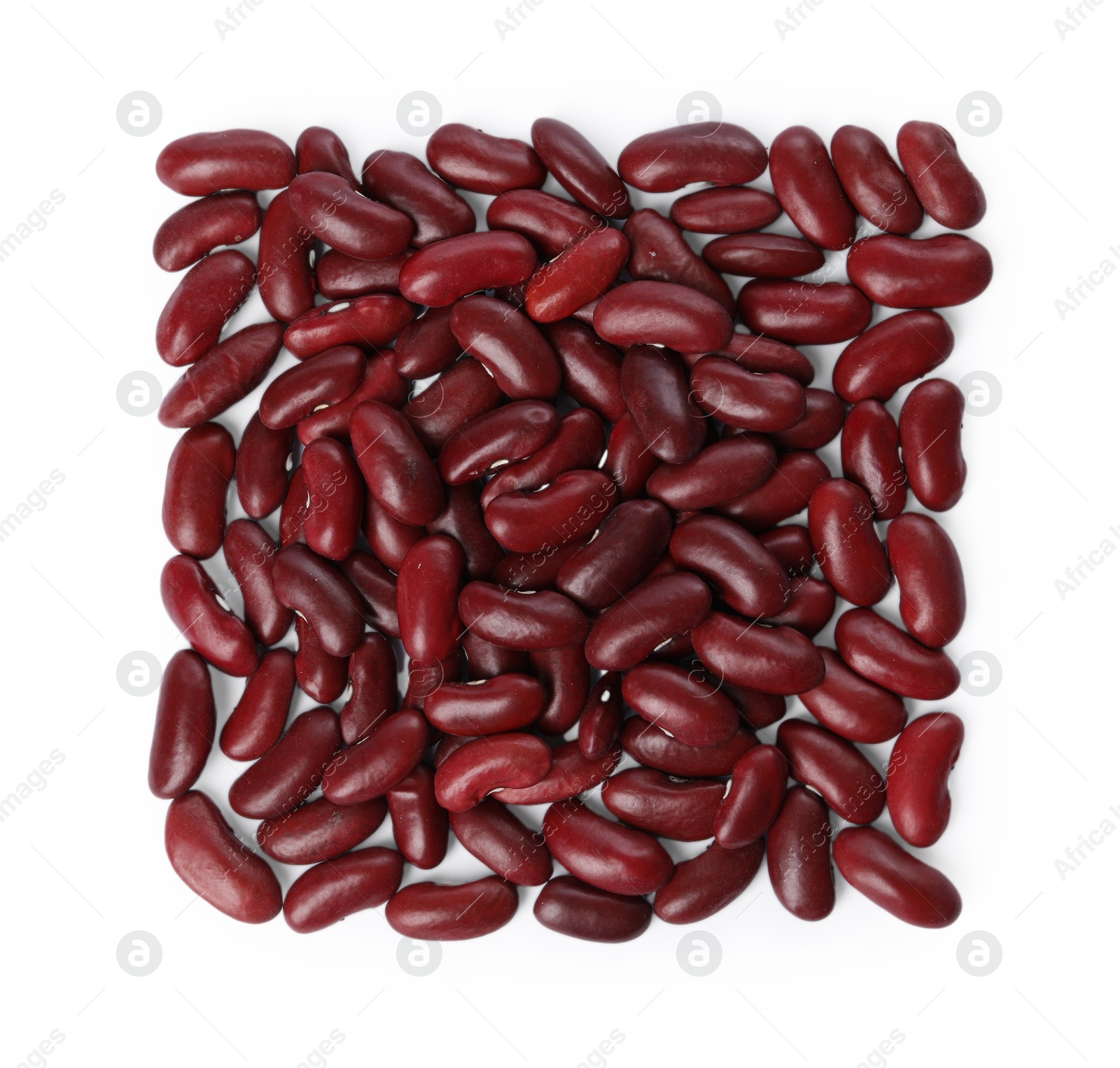 Photo of Dry kidney beans isolated on white, top view