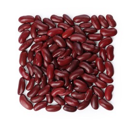 Photo of Dry kidney beans isolated on white, top view