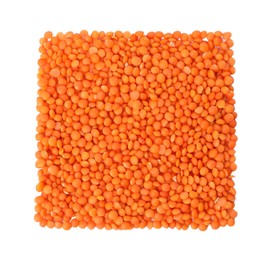 Raw lentils isolated on white, top view