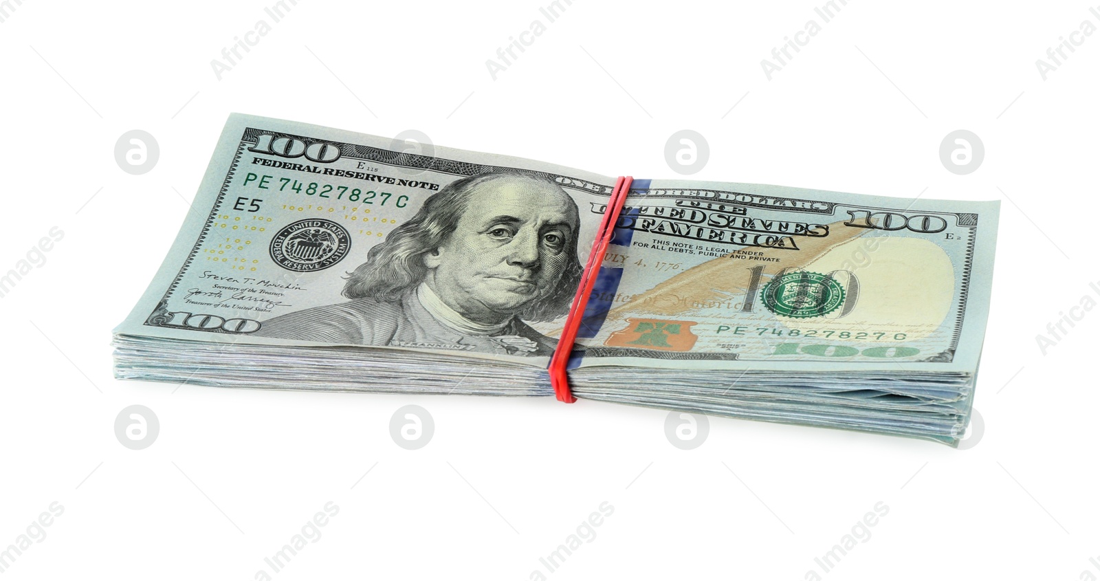 Photo of Stack of dollar banknotes isolated on white