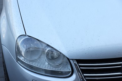 Modern auto with dirty stains, closeup view