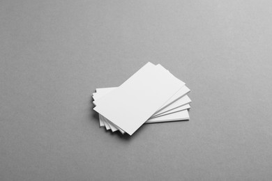 Photo of Blank business cards on grey background. Mockup for design