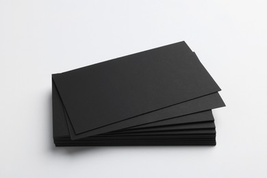 Photo of Blank business cards on light grey background. Mockup for design