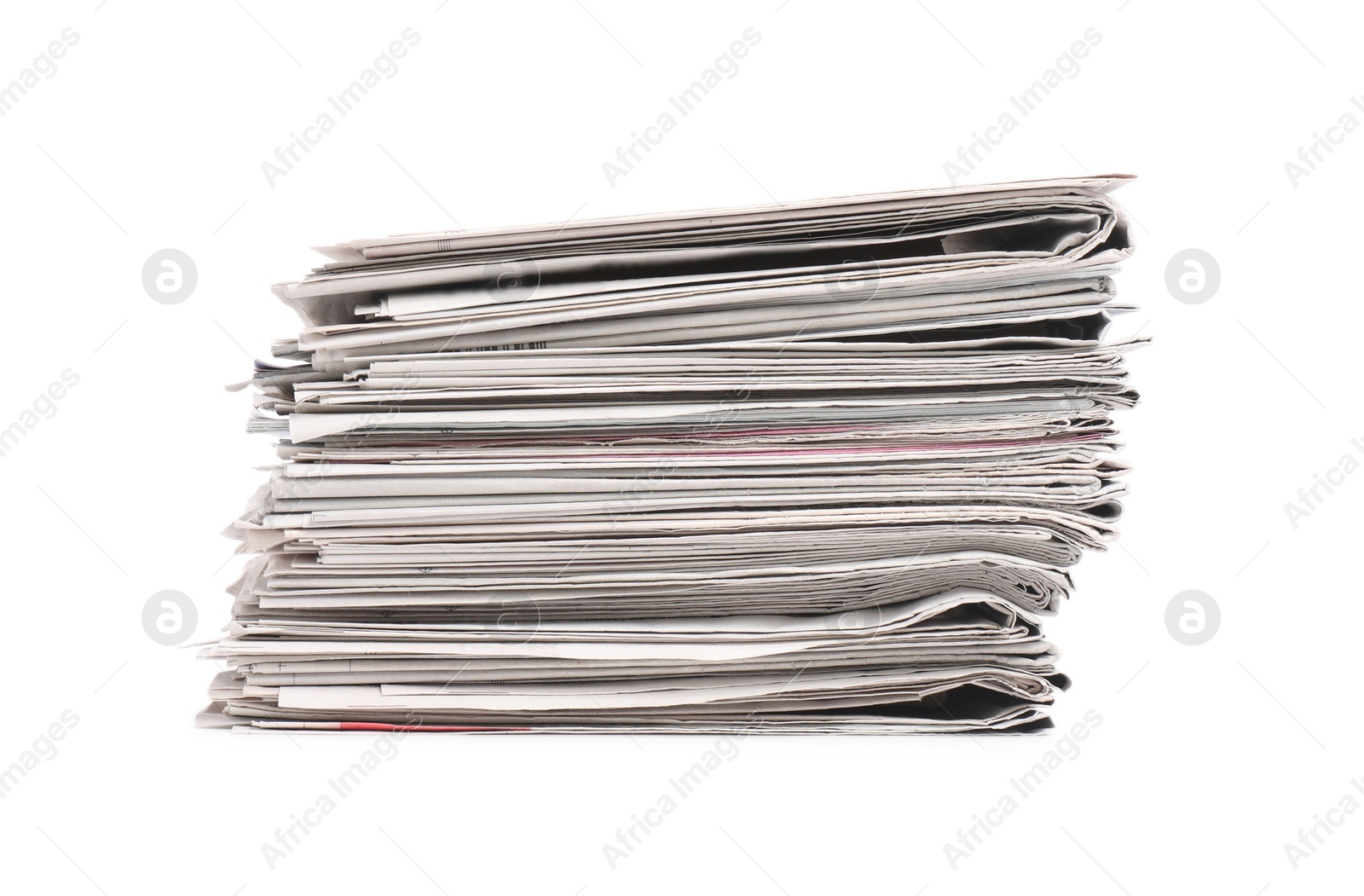 Photo of Stack of many newspapers isolated on white