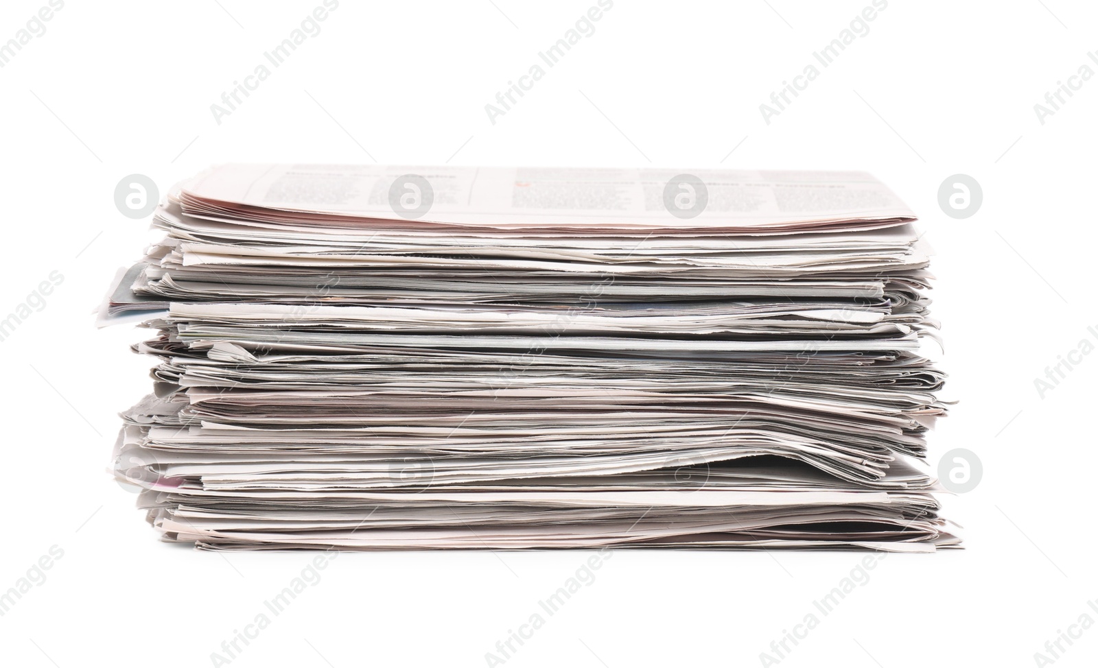 Photo of Stack of many newspapers isolated on white