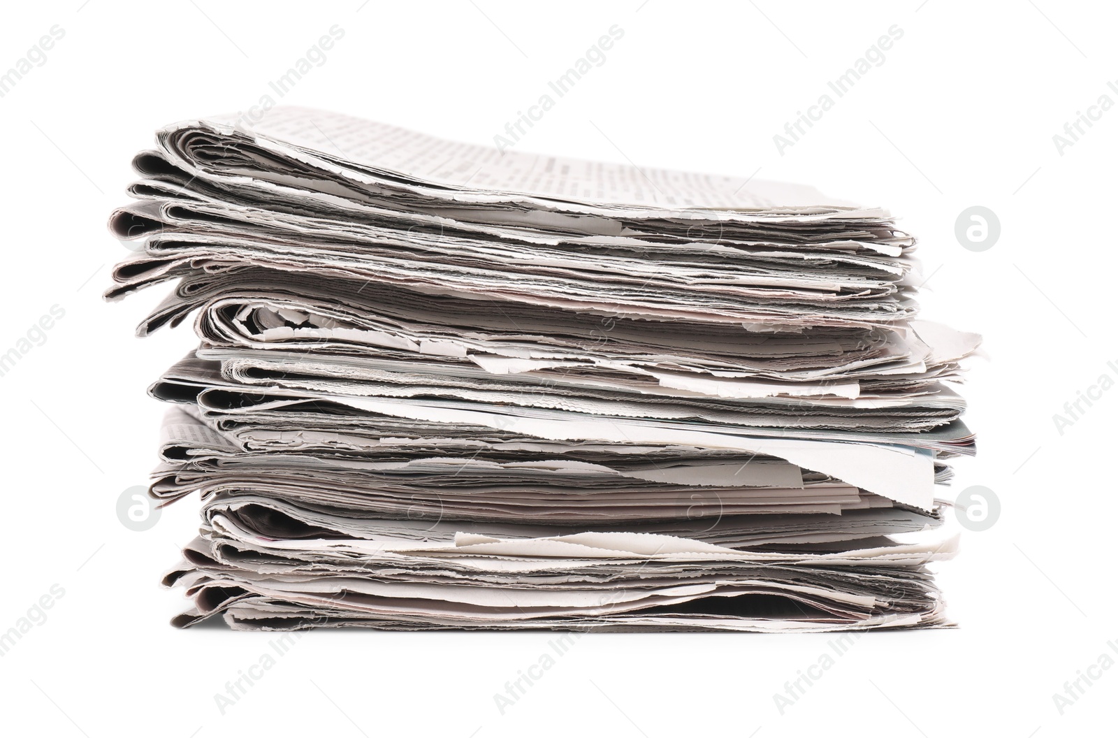 Photo of Stack of many newspapers isolated on white