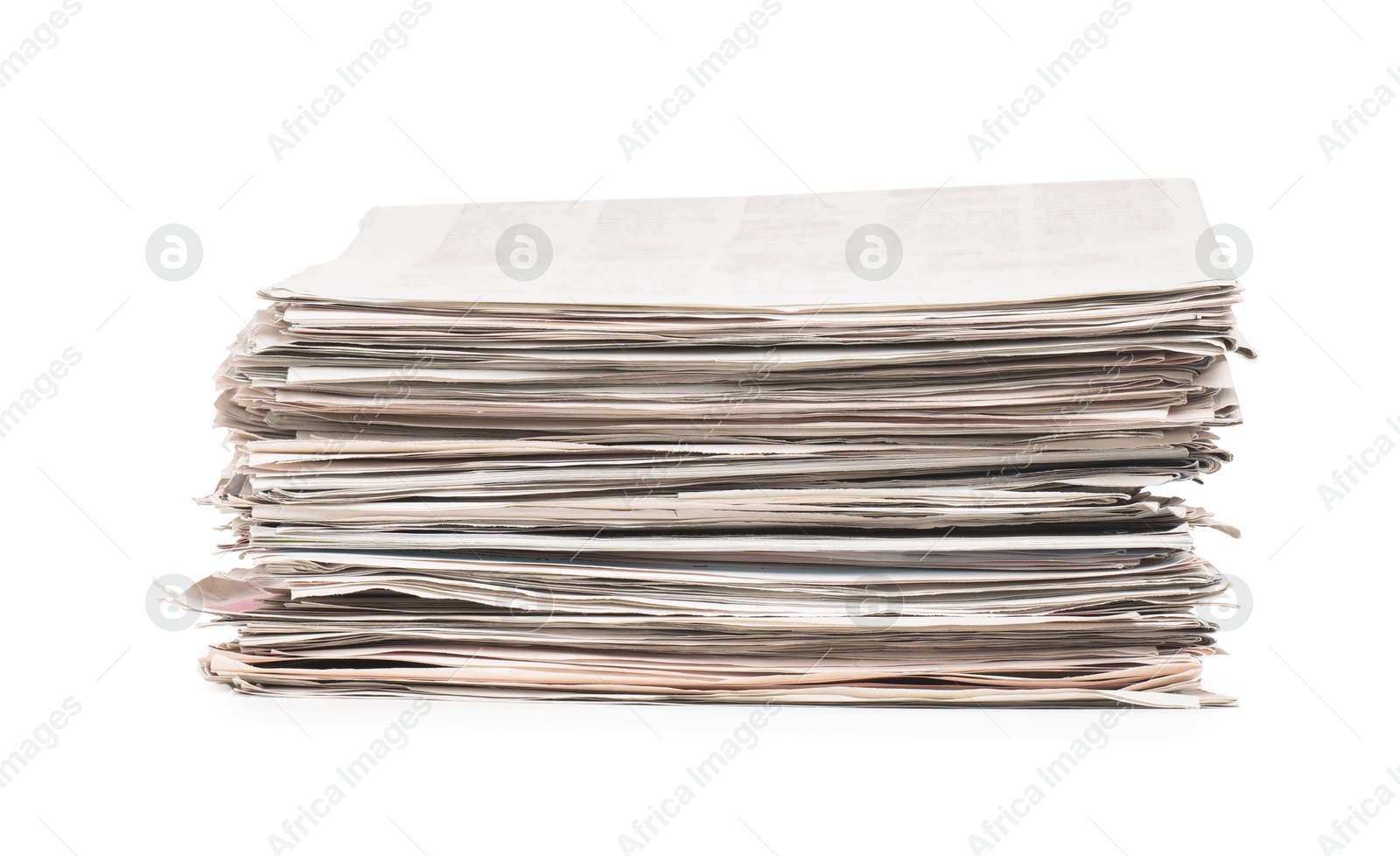 Photo of Stack of many newspapers isolated on white