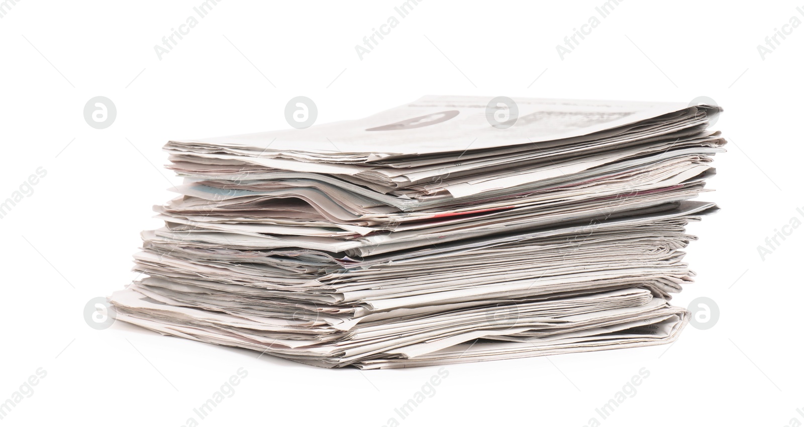 Photo of Stack of many newspapers isolated on white