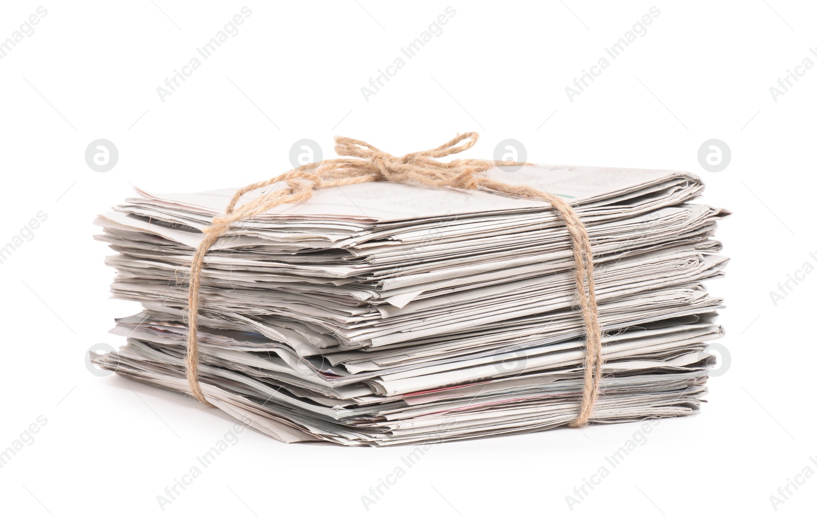 Photo of Stack of many newspapers isolated on white