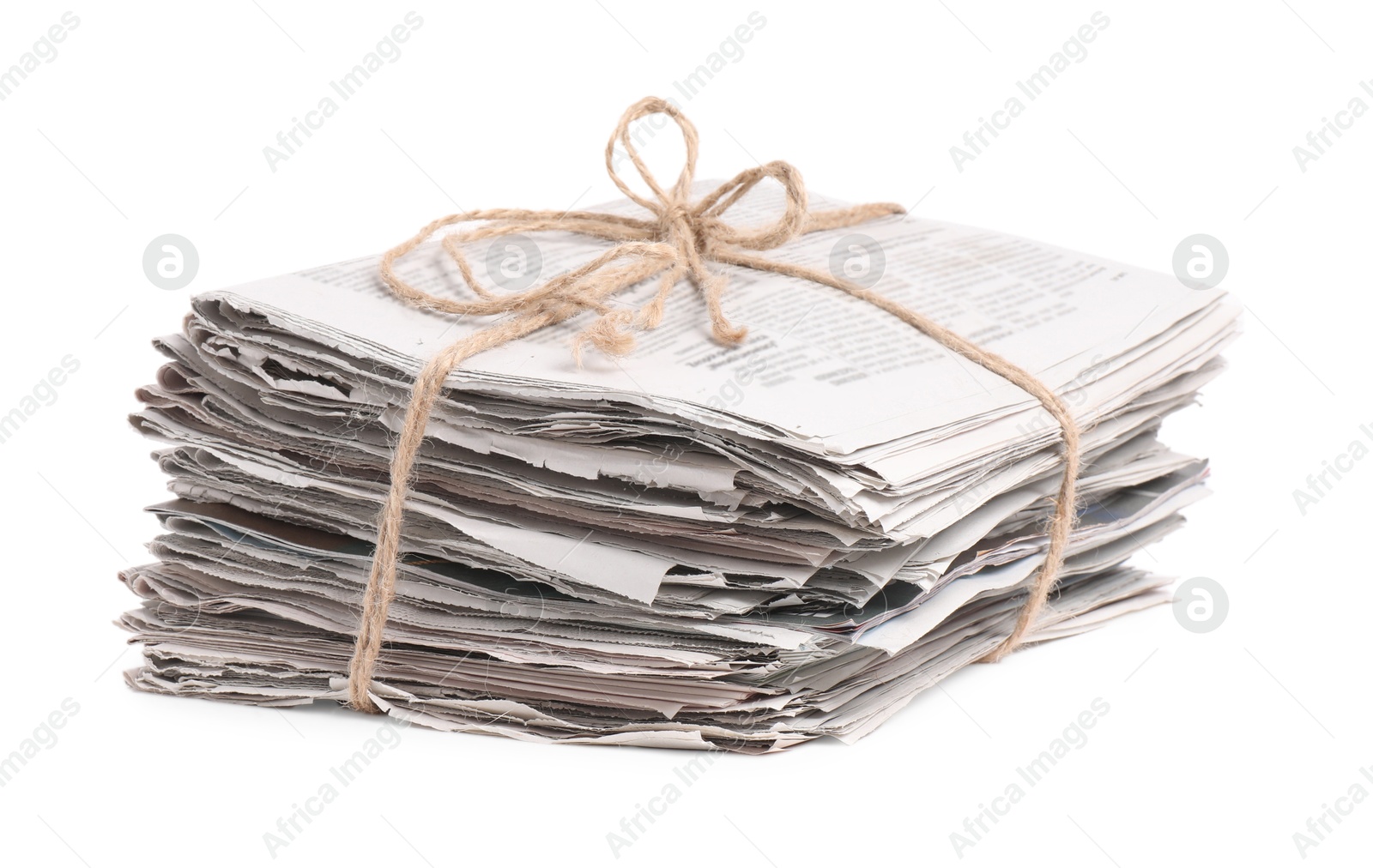 Photo of Stack of many newspapers isolated on white