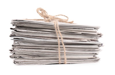 Photo of Stack of many newspapers isolated on white