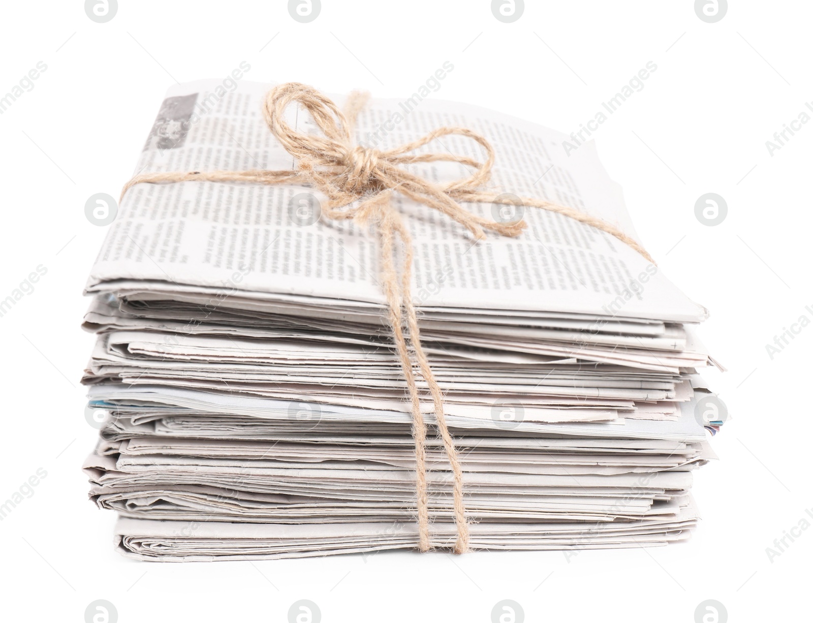 Photo of Stack of many newspapers isolated on white