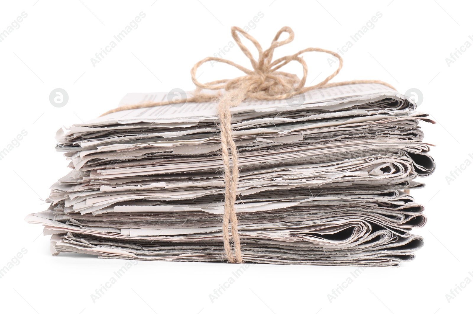 Photo of Stack of many newspapers isolated on white