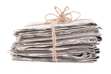 Photo of Stack of many newspapers isolated on white