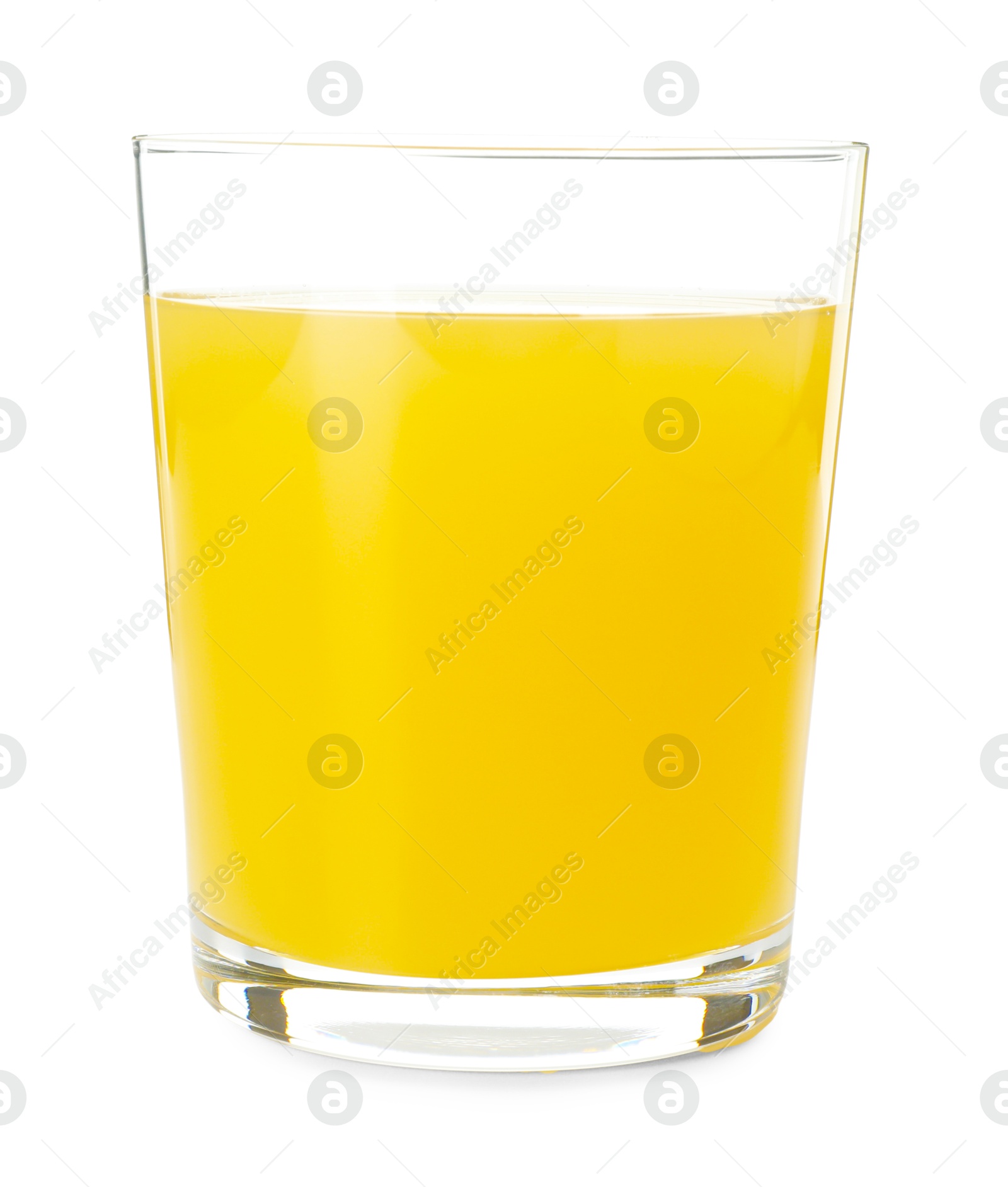 Photo of Glass with tasty pineapple juice isolated on white