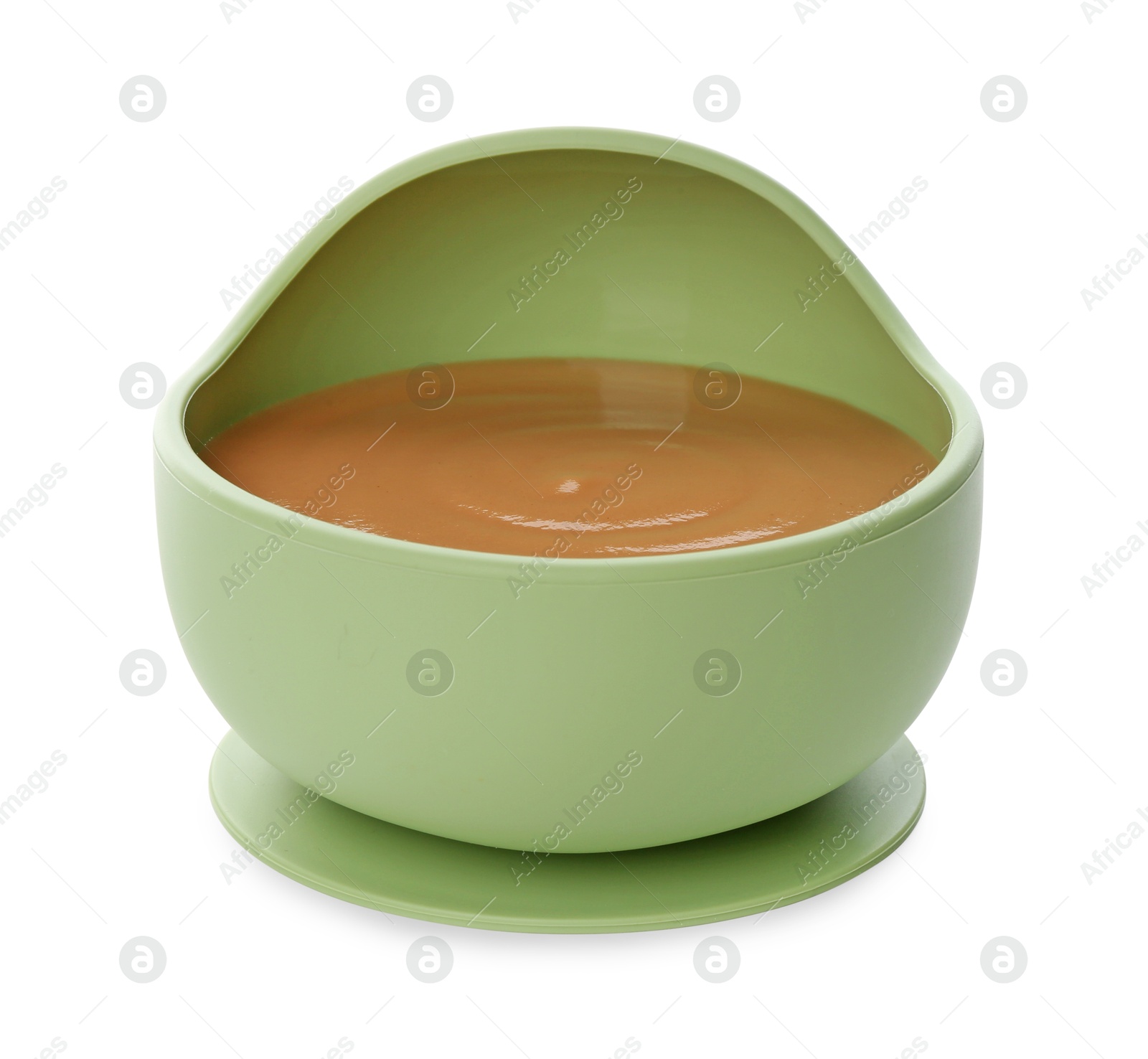 Photo of Delicious baby food in bowl isolated on white