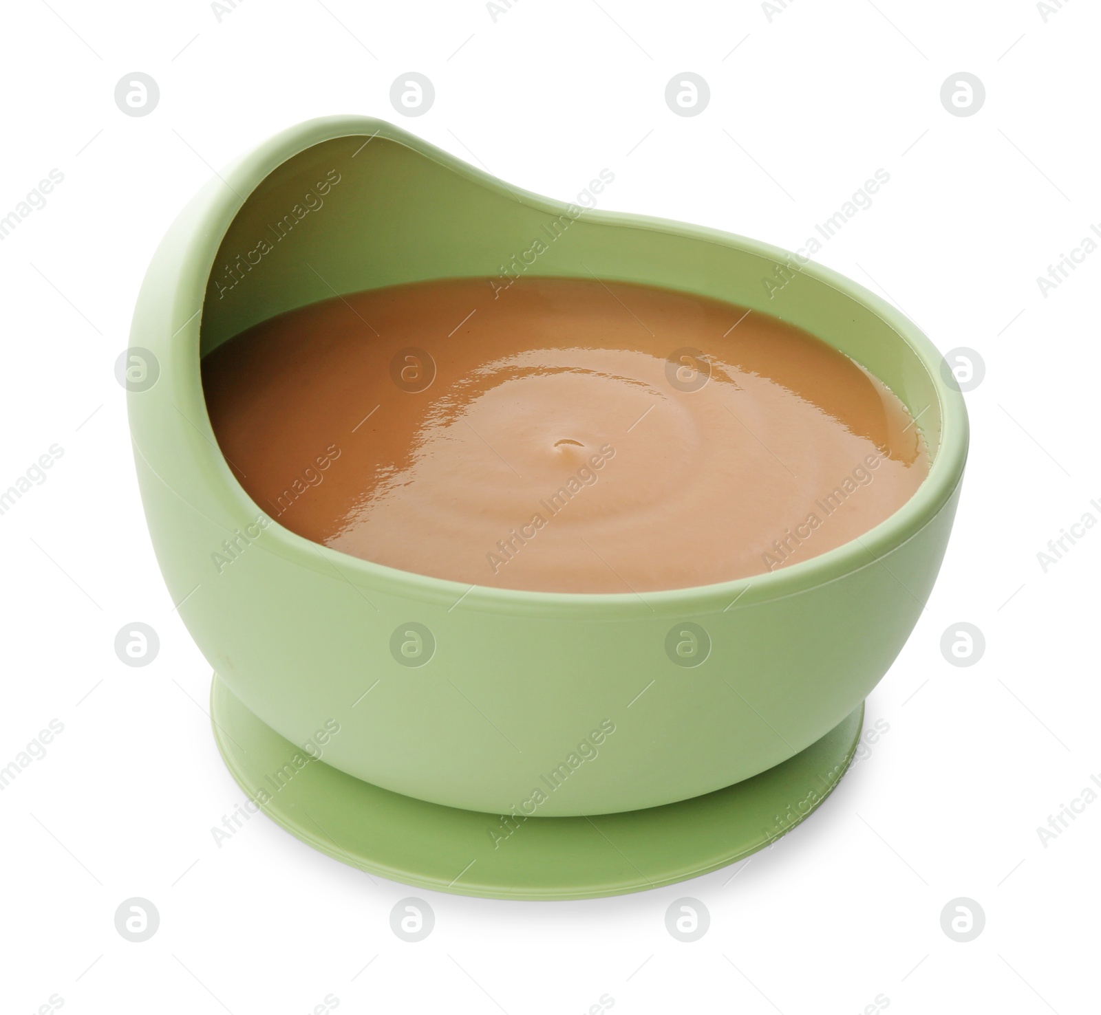 Photo of Delicious baby food in bowl isolated on white