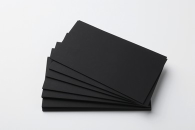 Photo of Blank business cards on light grey background. Mockup for design