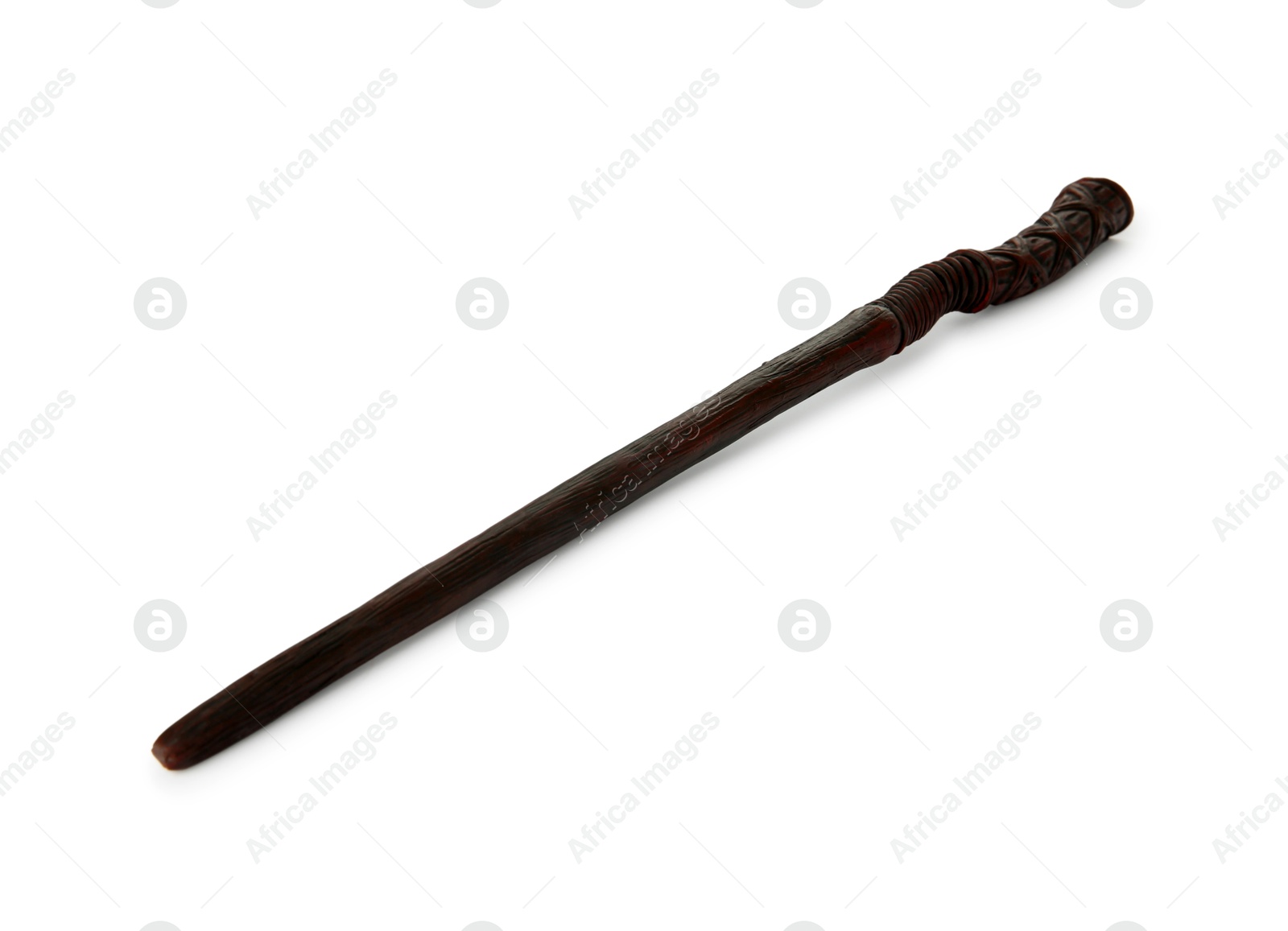 Photo of One wooden magic wand isolated on white