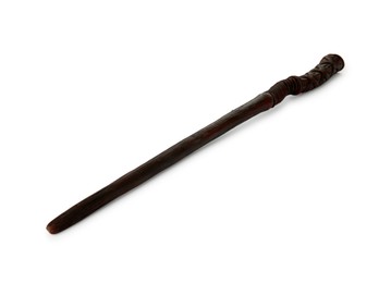 Photo of One wooden magic wand isolated on white