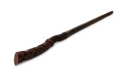 Photo of One wooden magic wand isolated on white