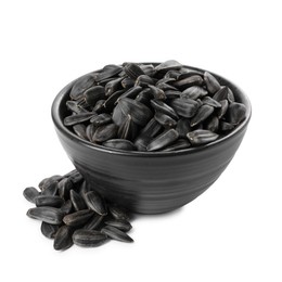 Photo of Sunflower seeds in bowl isolated on white