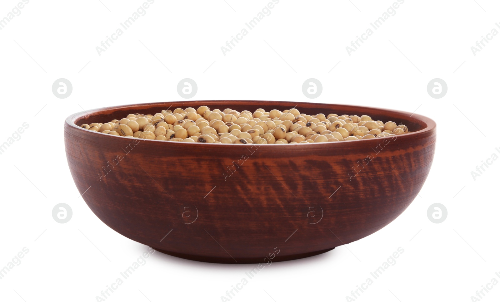 Photo of Soy beans in bowl isolated on white