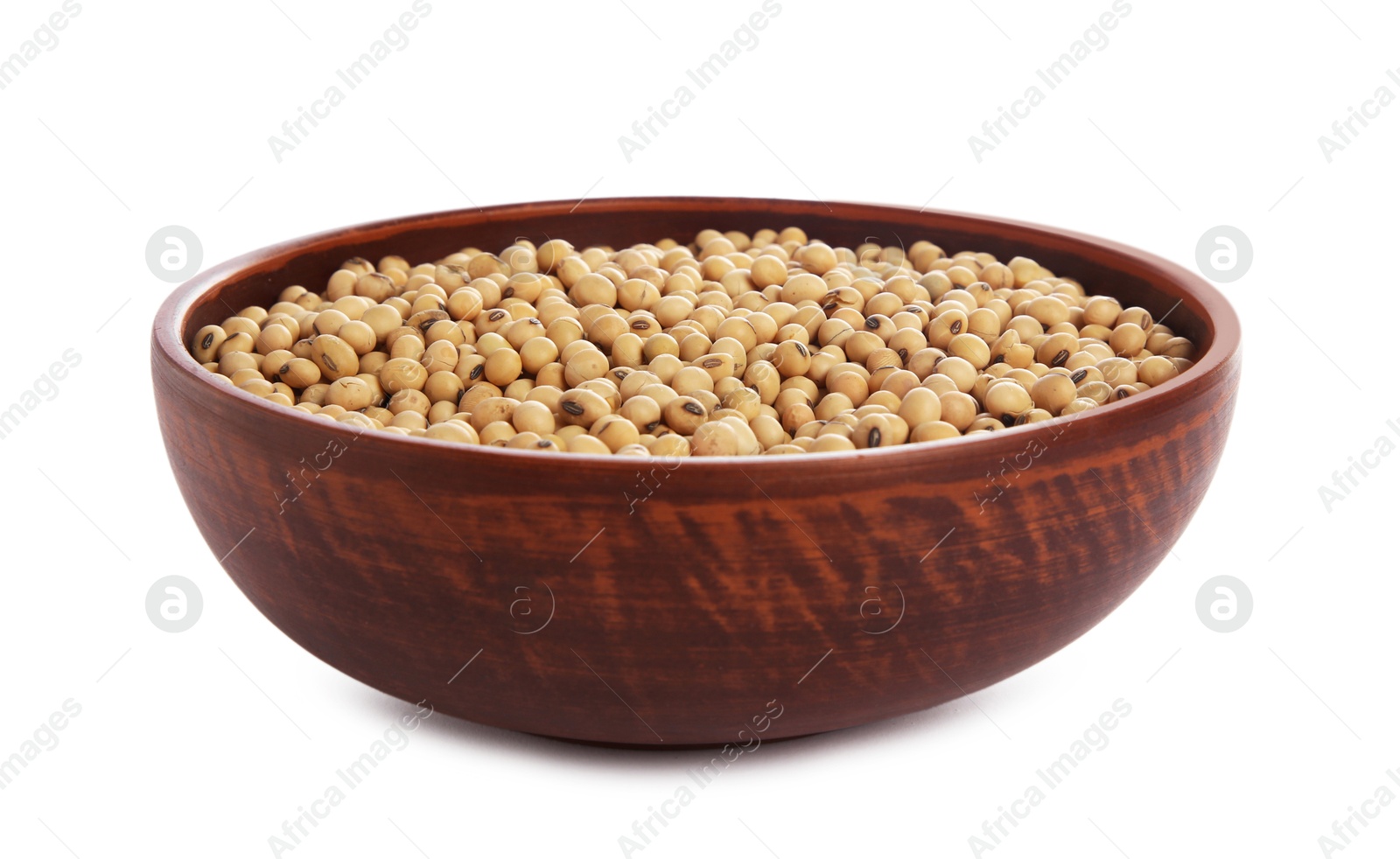 Photo of Soy beans in bowl isolated on white