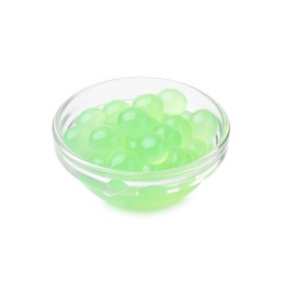 Photo of Bright tapioca pearls in bowl isolated on white