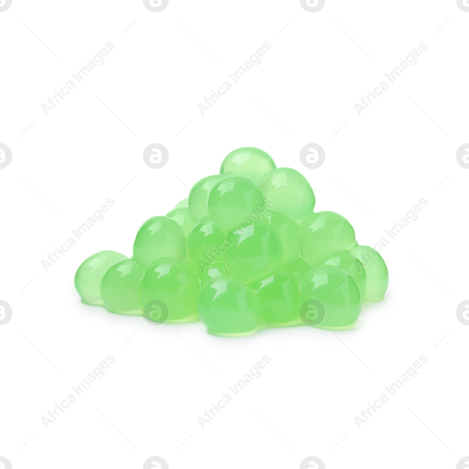 Photo of Pile of bright tapioca pearls isolated on white