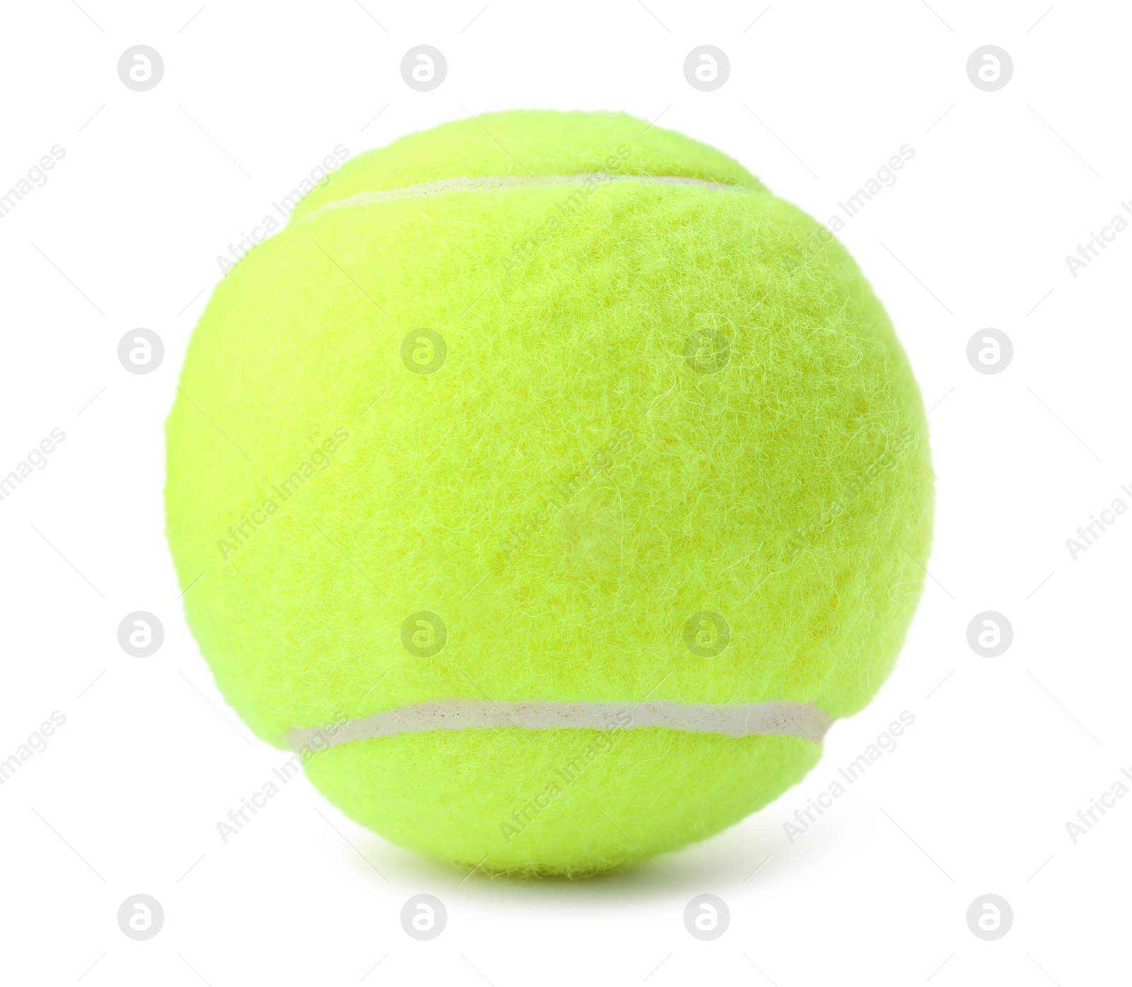 Photo of One light green tennis ball isolated on white