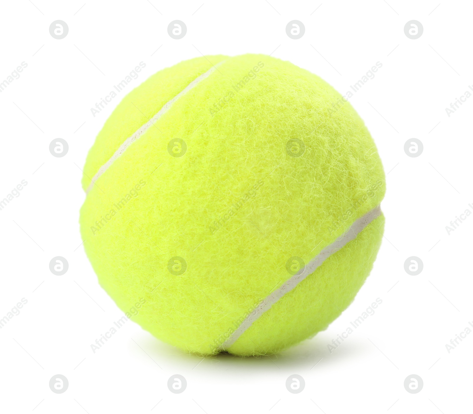 Photo of One light green tennis ball isolated on white