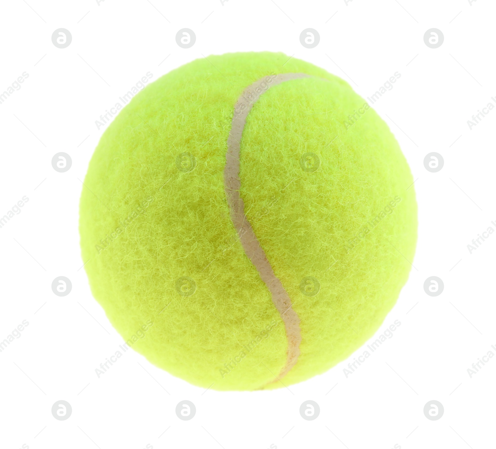 Photo of One light green tennis ball isolated on white