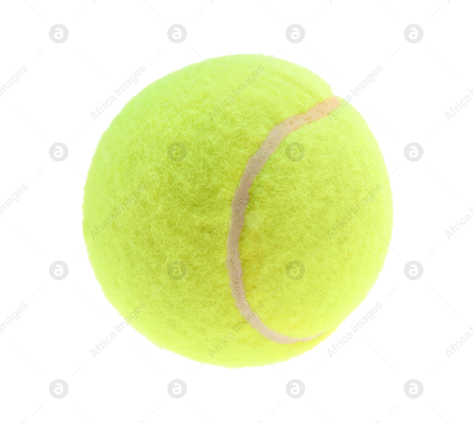 Photo of One light green tennis ball isolated on white