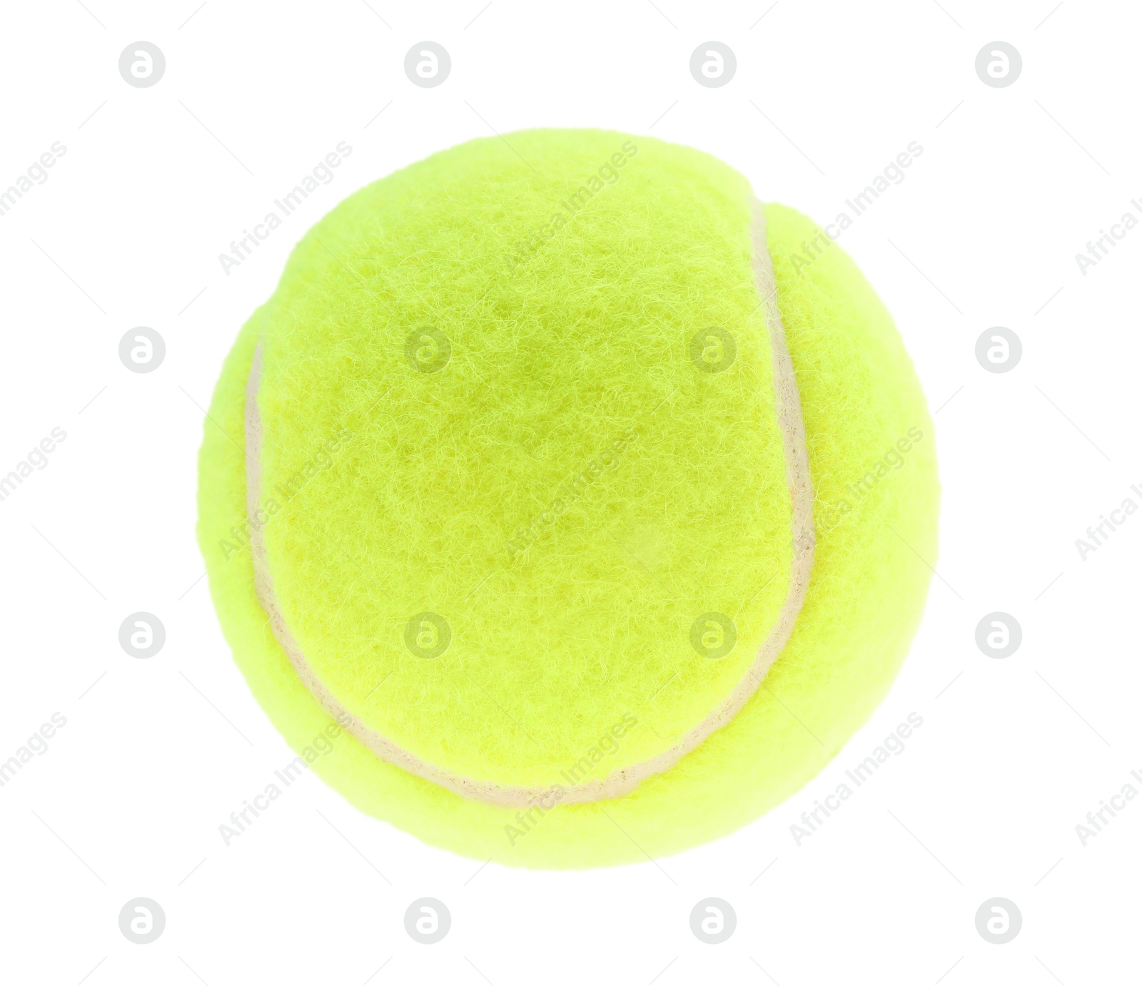 Photo of One light green tennis ball isolated on white