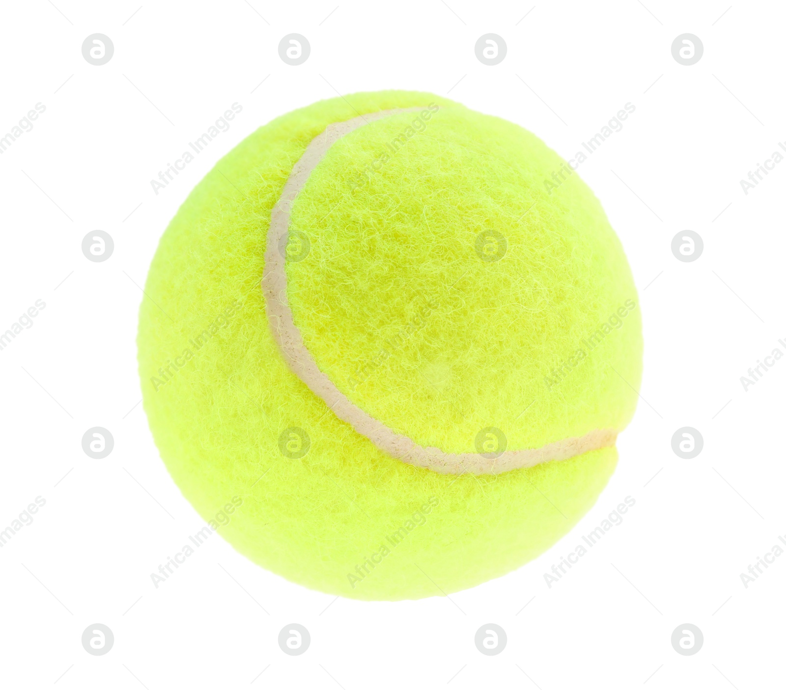 Photo of One light green tennis ball isolated on white