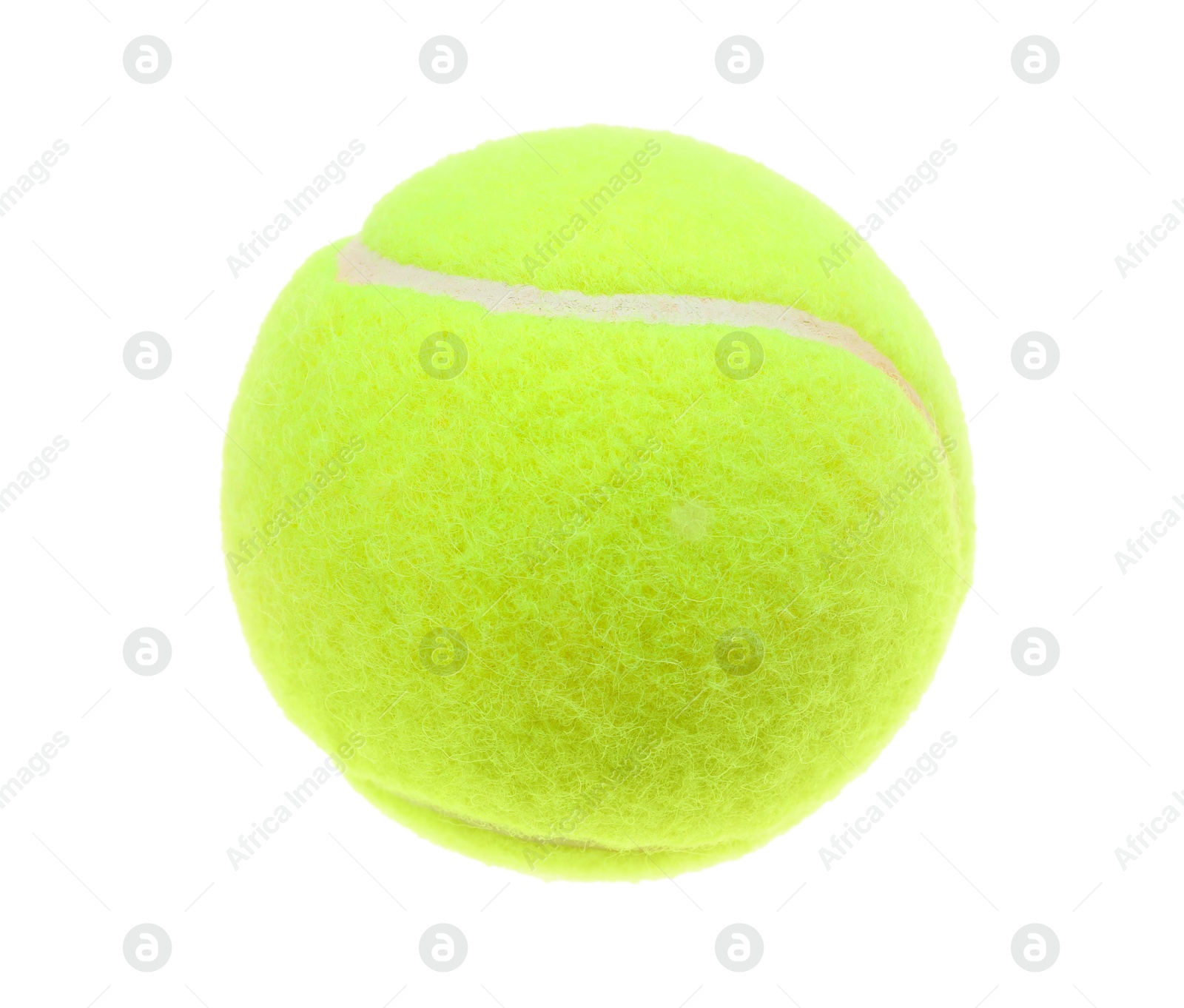 Photo of One light green tennis ball isolated on white