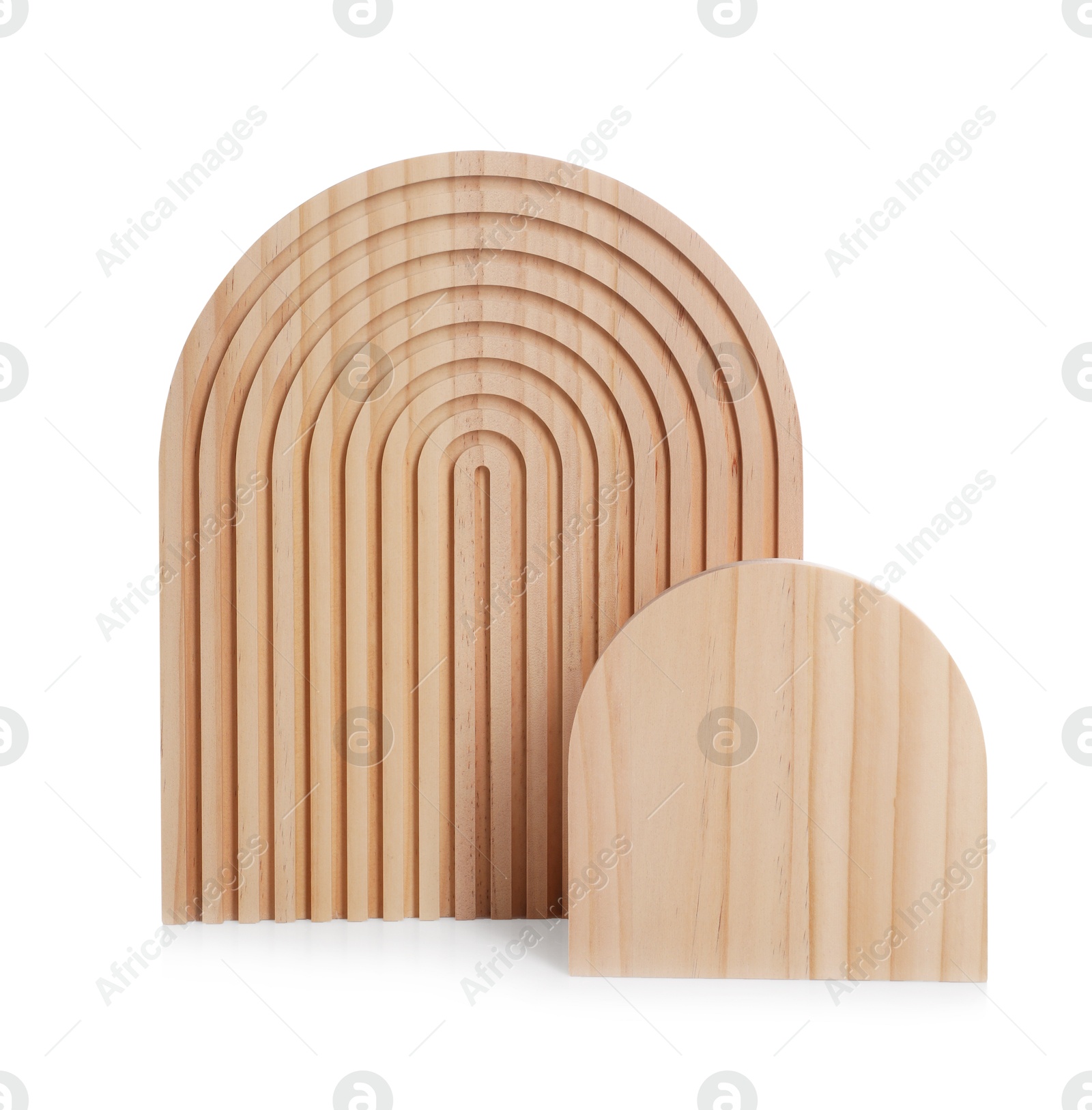 Photo of Two wooden decorative boards isolated on white