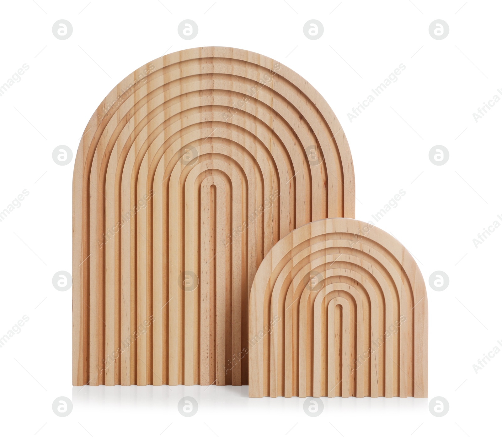 Photo of Two wooden decorative boards isolated on white