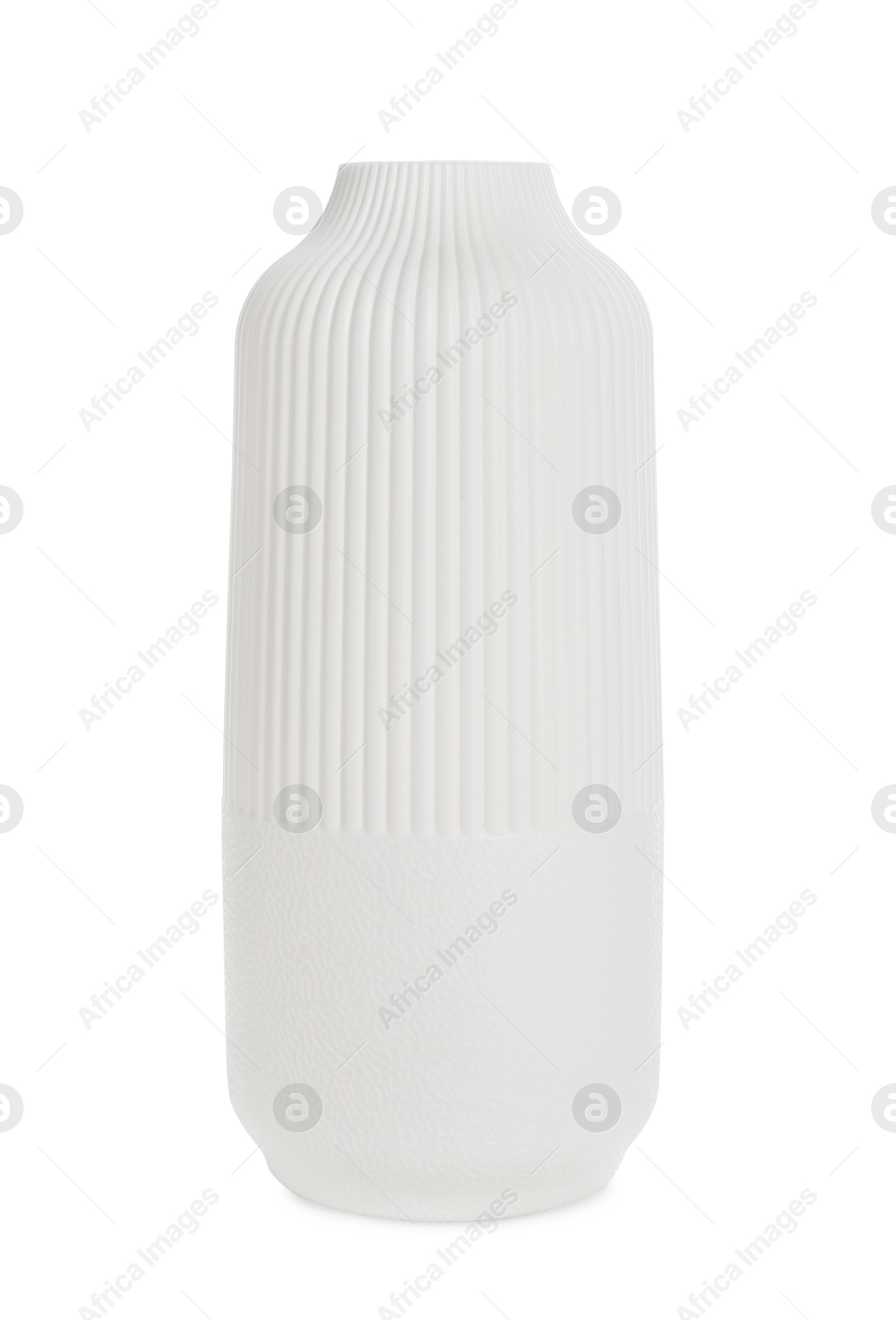 Photo of One beautiful ceramic vase isolated on white