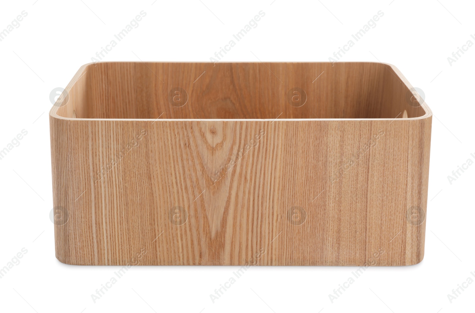 Photo of One empty wooden box isolated on white