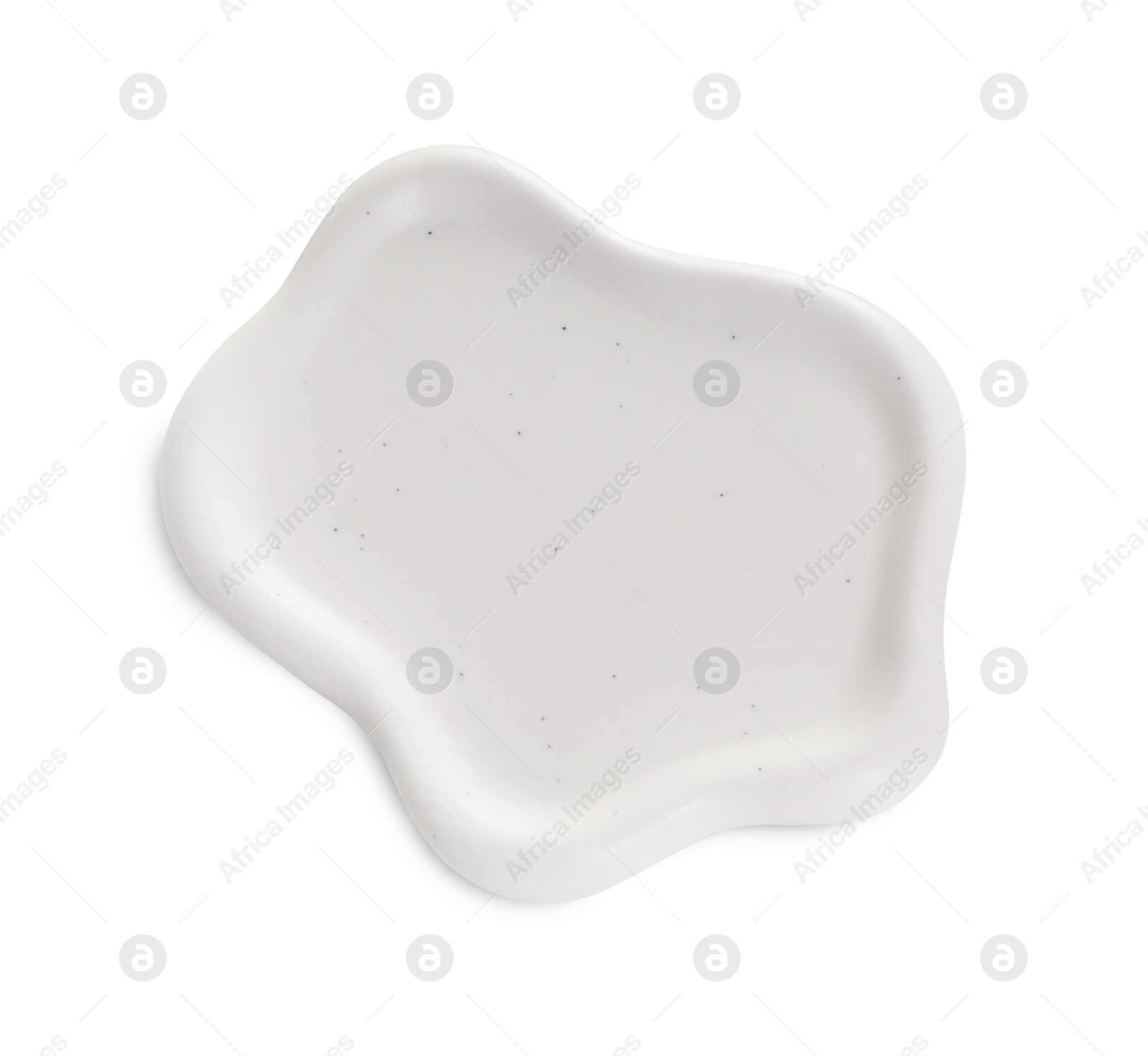 Photo of One empty ceramic plate isolated on white, top view