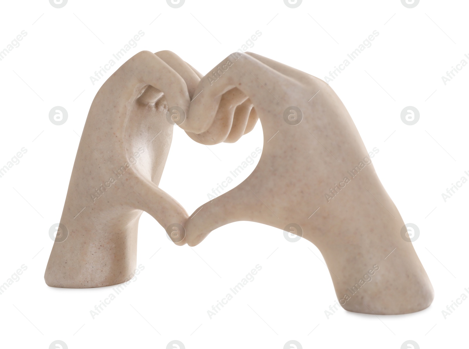 Photo of Decorative figure in shape of hands making heart isolated on white