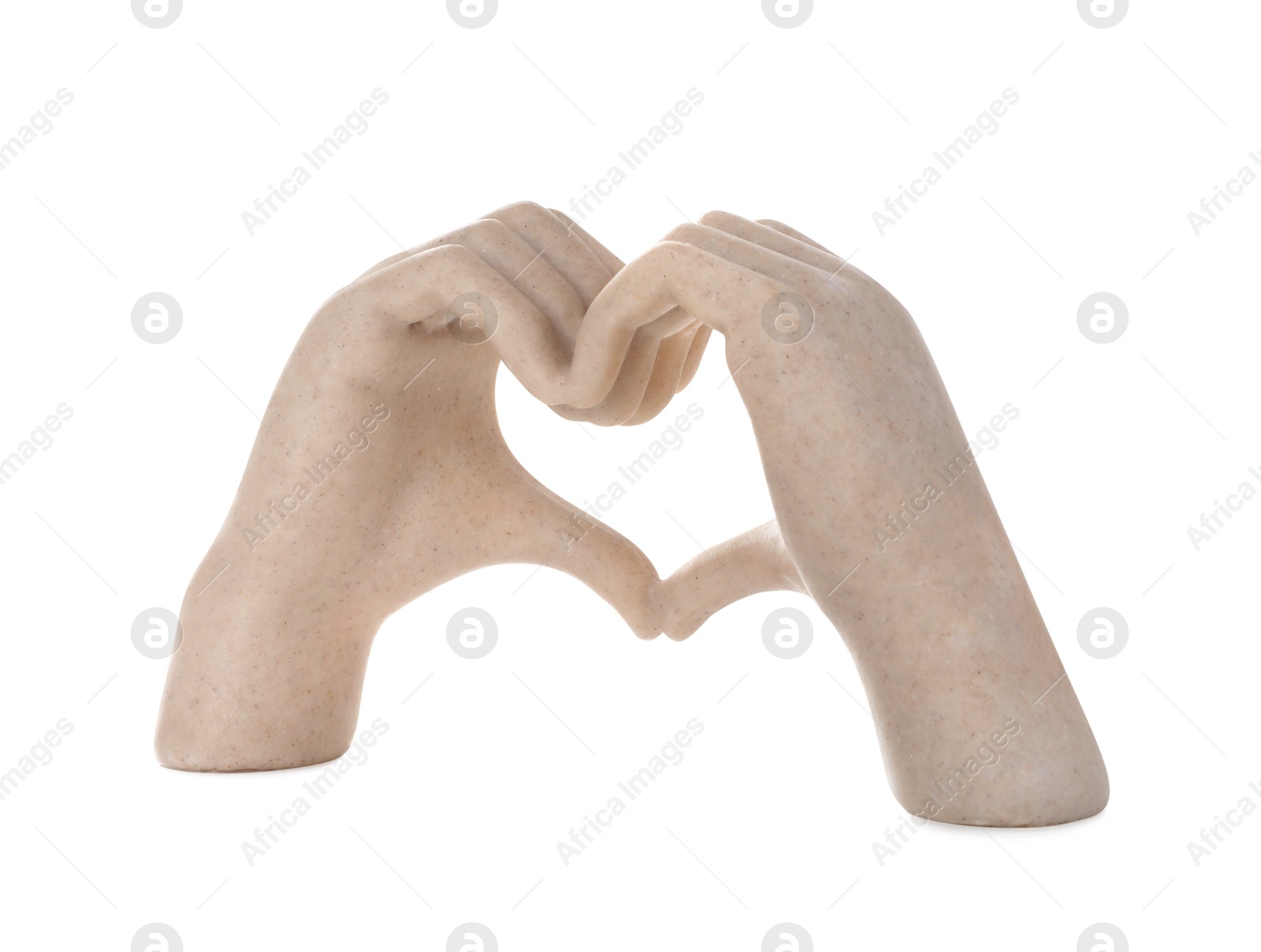 Photo of Decorative figure in shape of hands making heart isolated on white