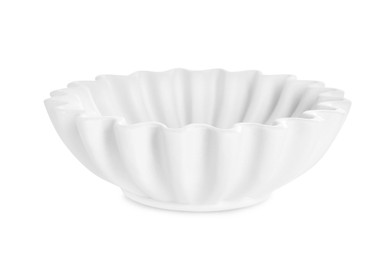 Photo of One empty ceramic bowl isolated on white