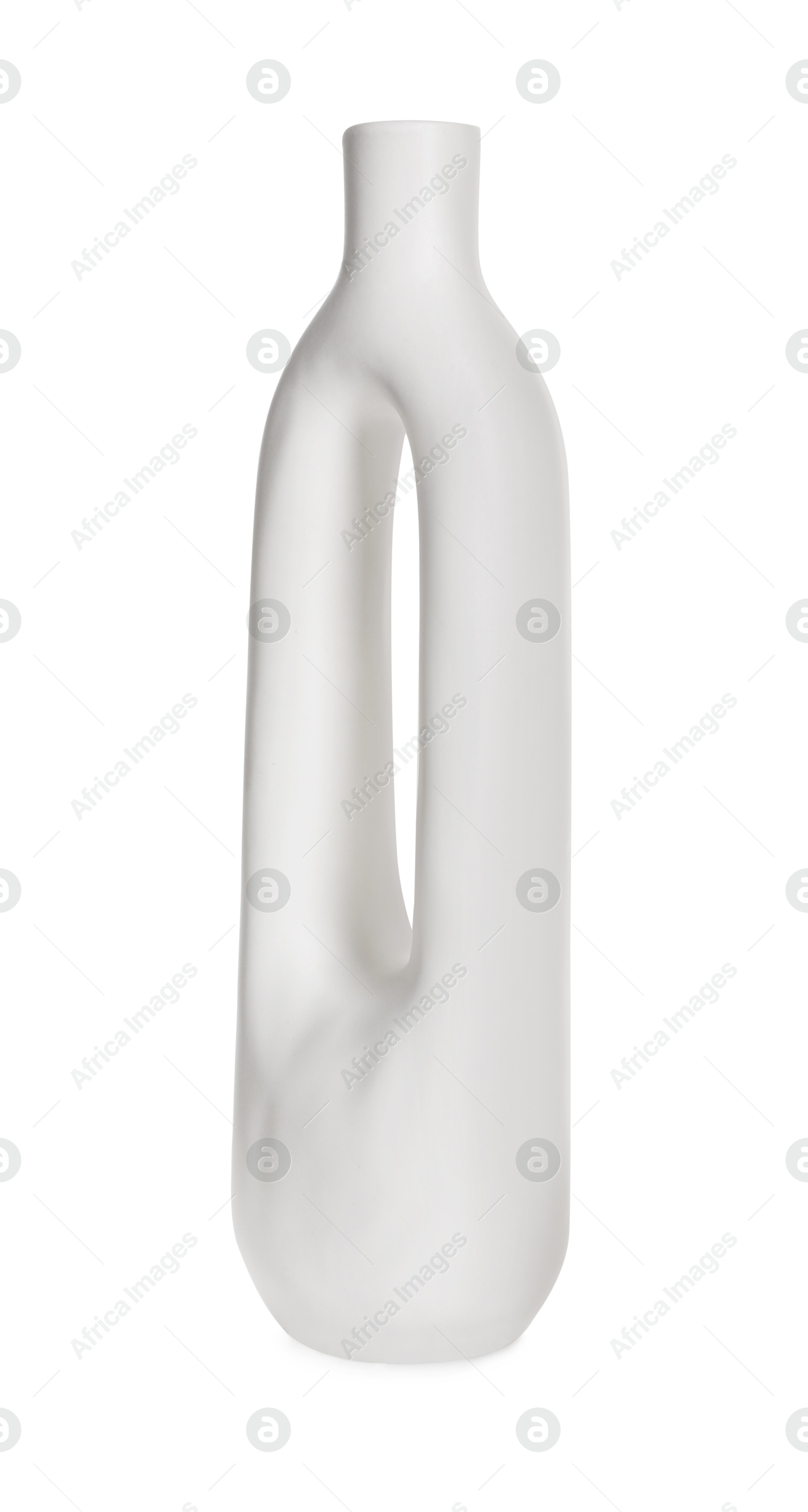 Photo of One beautiful ceramic vase isolated on white