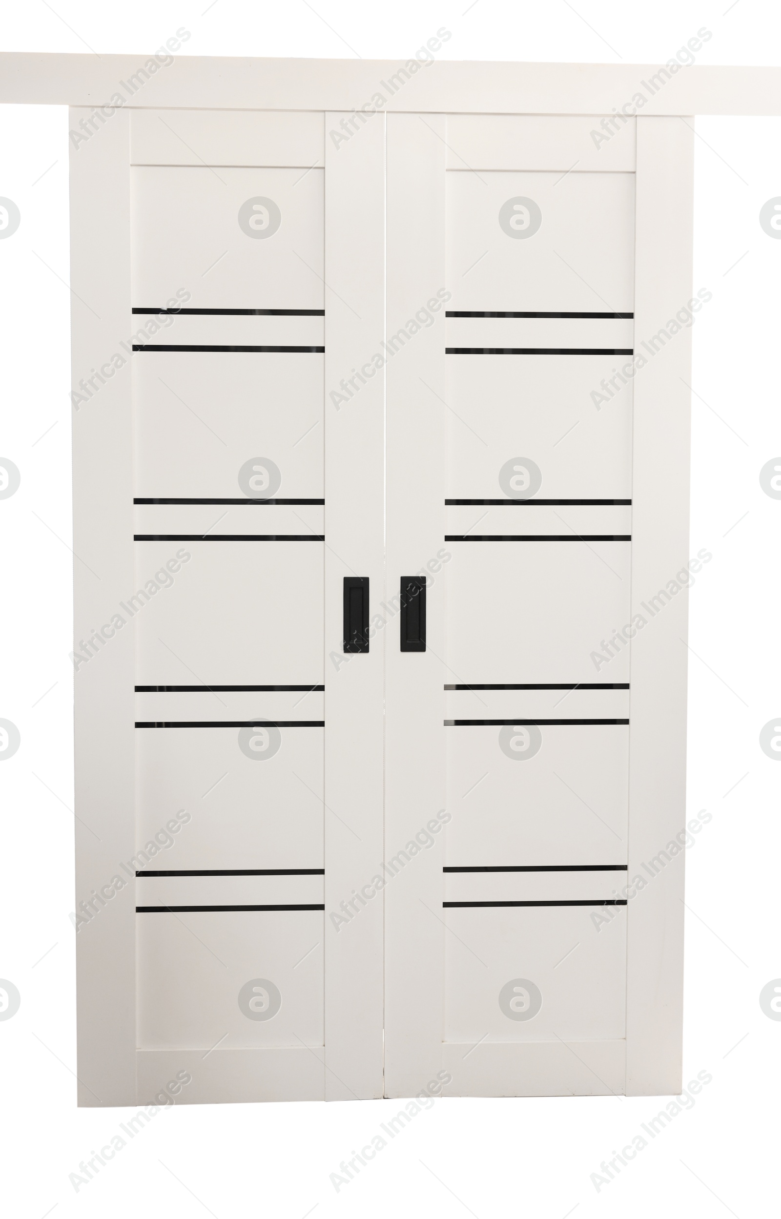 Photo of New modern white wooden doors in store