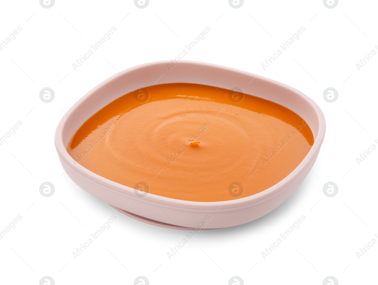 Photo of Tasty baby food (puree) isolated on white