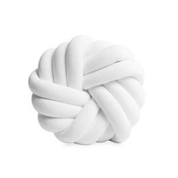 Photo of One soft cushion in shape of knot isolated on white